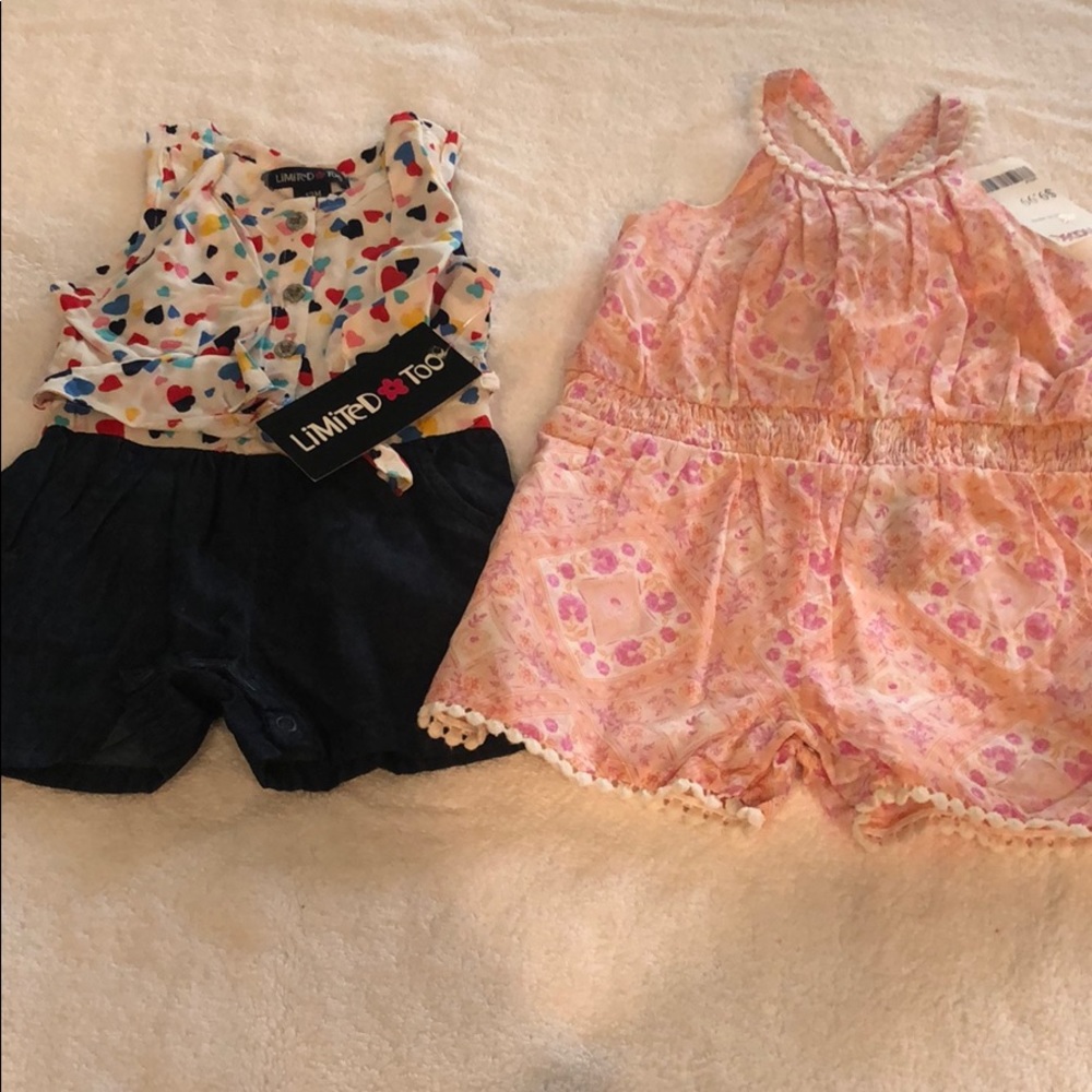 Set of two baby girl rompers NWT